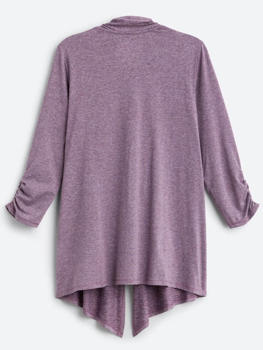 We Wander WeFlex Ruched Sleeve Open Cardigan Heathered Purple Small - Picture 5 of 5